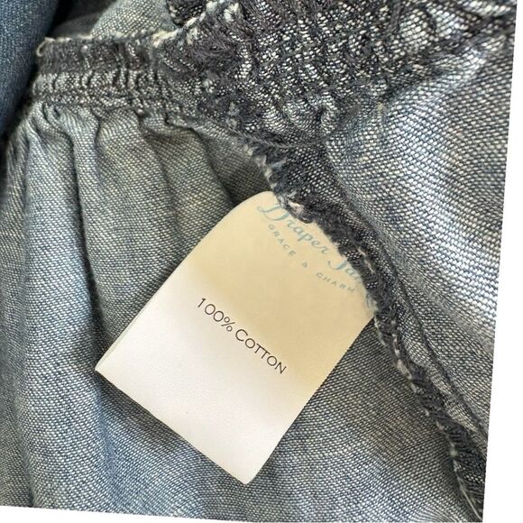 Draper James Faux Wrap Chambray Party Minimalist Boho Festival Mini Dress 4 - Picture 7 of 7